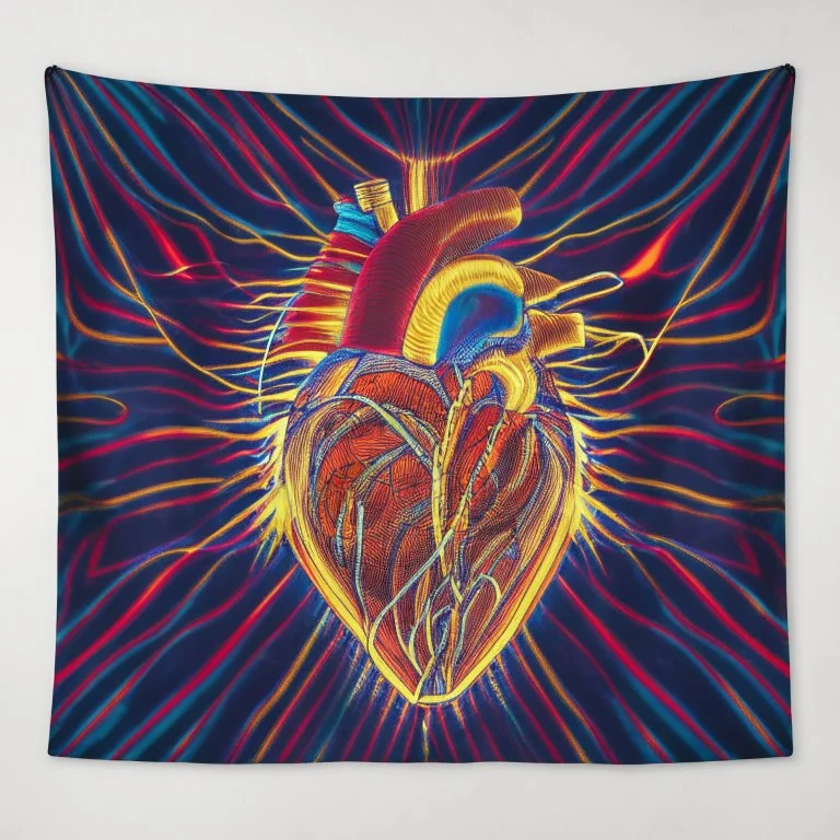 electric heart in tapestry