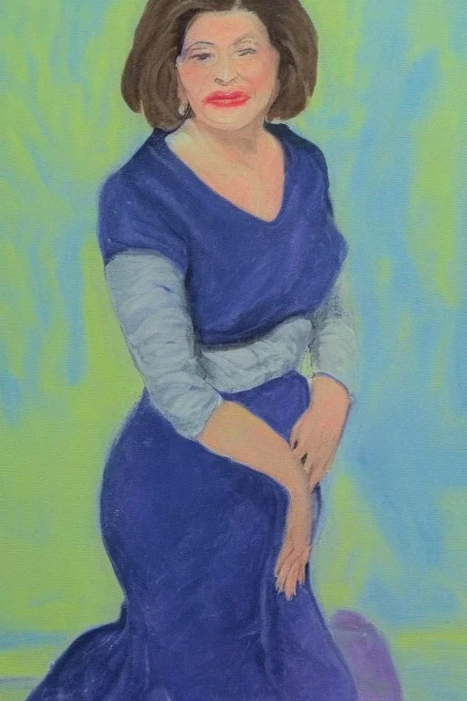 Portrait lady, full body shot, full-color medium shot, style of Elaine Duillo