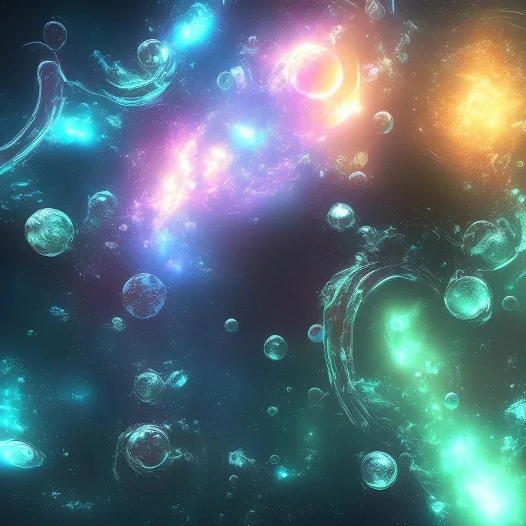 magical glowing water in space with dark background