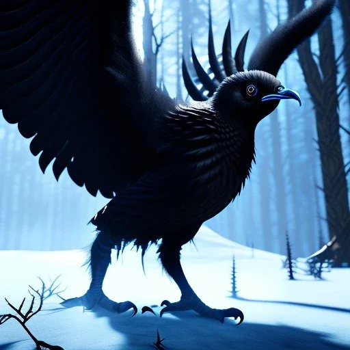 epic horrific wasted bird like creature in night with black shade, 8k resolution, ultra hyperdetailed, Unreal Engine 5, ultra colourful, very small details, realistic