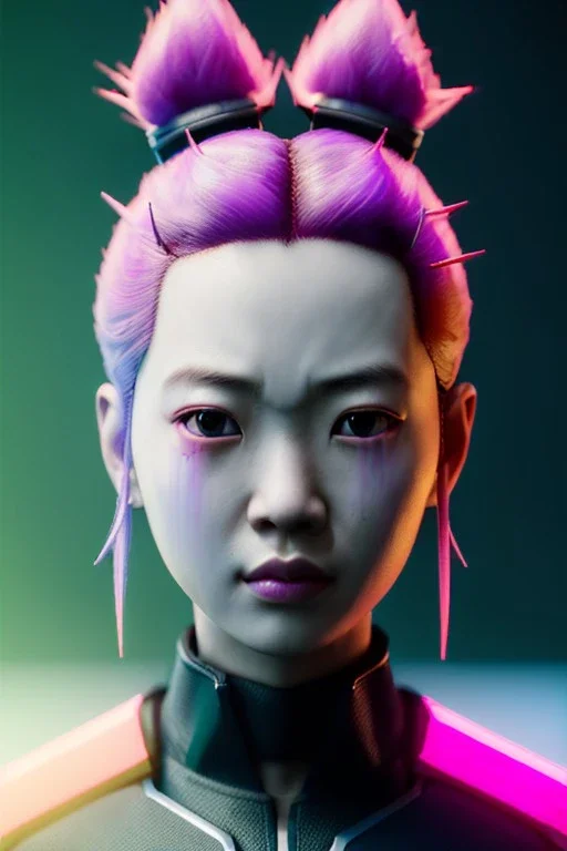 portrait, Asian cyborg woman, samurai warrior :: symmetry photography, cyberpunk style, pink hair, perfect eyes, black samurai army, katana, japanese traditional ornaments, pink, white, black, glow eyes, cinematic, Ultra realistic, dark scene, soft color, highly detailed, unreal engine 5, RTX, ultra detail, 3d, finely drawn, high definition.