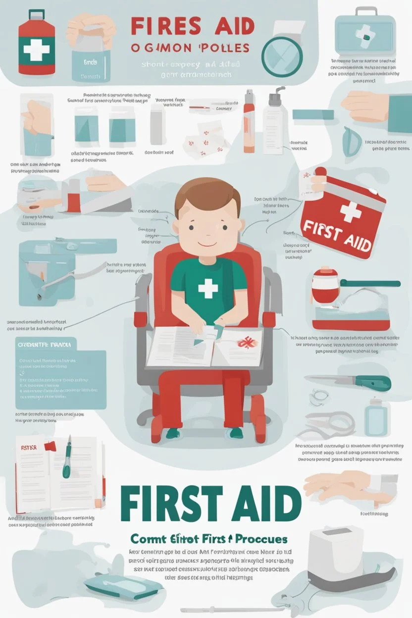 **Content Art:** Create a series of illustrations showing the step-by-step process of common first aid procedures. Use bold, clear visuals to highlight the importance of each step. Accompany these with short, persuasive captions that stress the potential impact of these skills. **Appearance:** content art ideas that encapsulate the themes; "importance of First Aid training, safety and protection of women and individuals with disabilities or special challenges, and awareness against placement / i