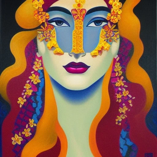 anthropomorphic multiplication sign head in a young woman, intricate, elegant, highly detailed flowery design, oil on canvas painting, concept art, Futurist Art, smooth, sharp focus, illustration, glowing, Gino Severini, 8 k, Mad Mari