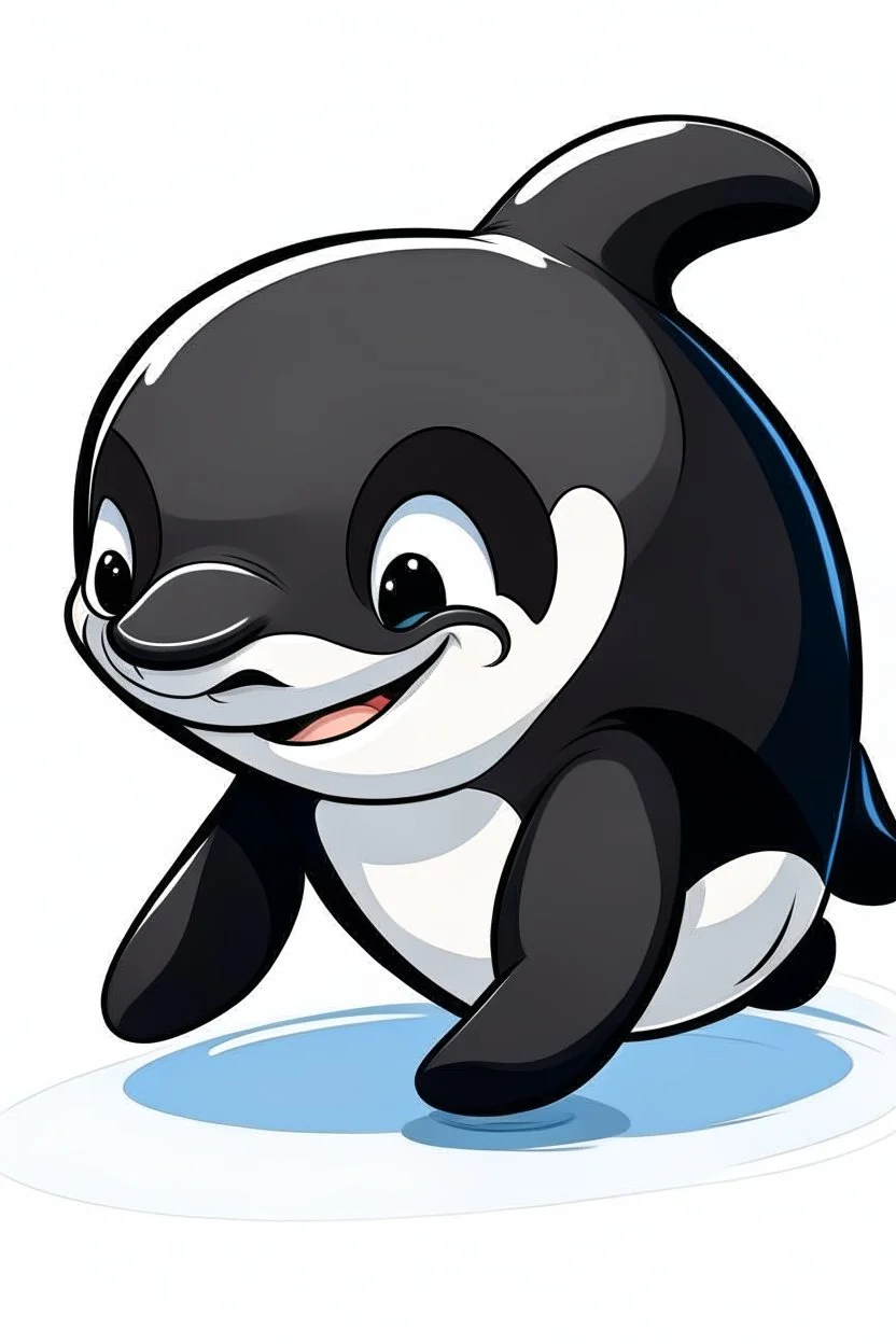 orca cartoon chibi with leg