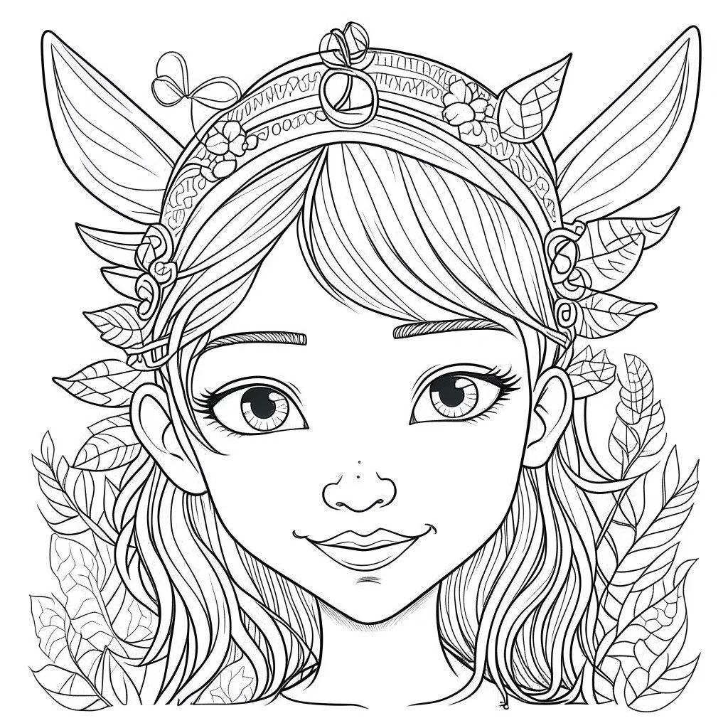 FAIRY, face view, cute, smile, beautiful, full view, realistic, coloring page, only draw lines, coloring book, clean line art, wildlife-inspired, kid style, –no sketch, color, –ar 3:4, white background, minimalistic black lines, 8k, minimal black color, low level black colors, coloring page, use pure black and white colors, avoid thick black colors, thin black line art, avoid colors, perfect shape, perfect clear lines, clear edges,