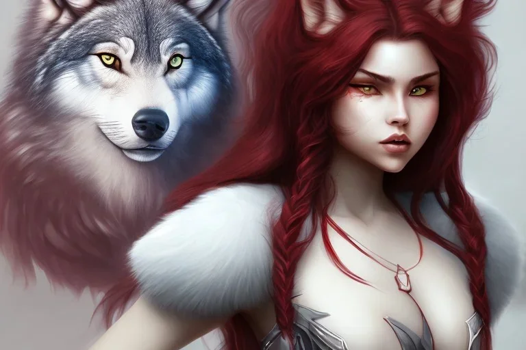 crimson haired wolf girl