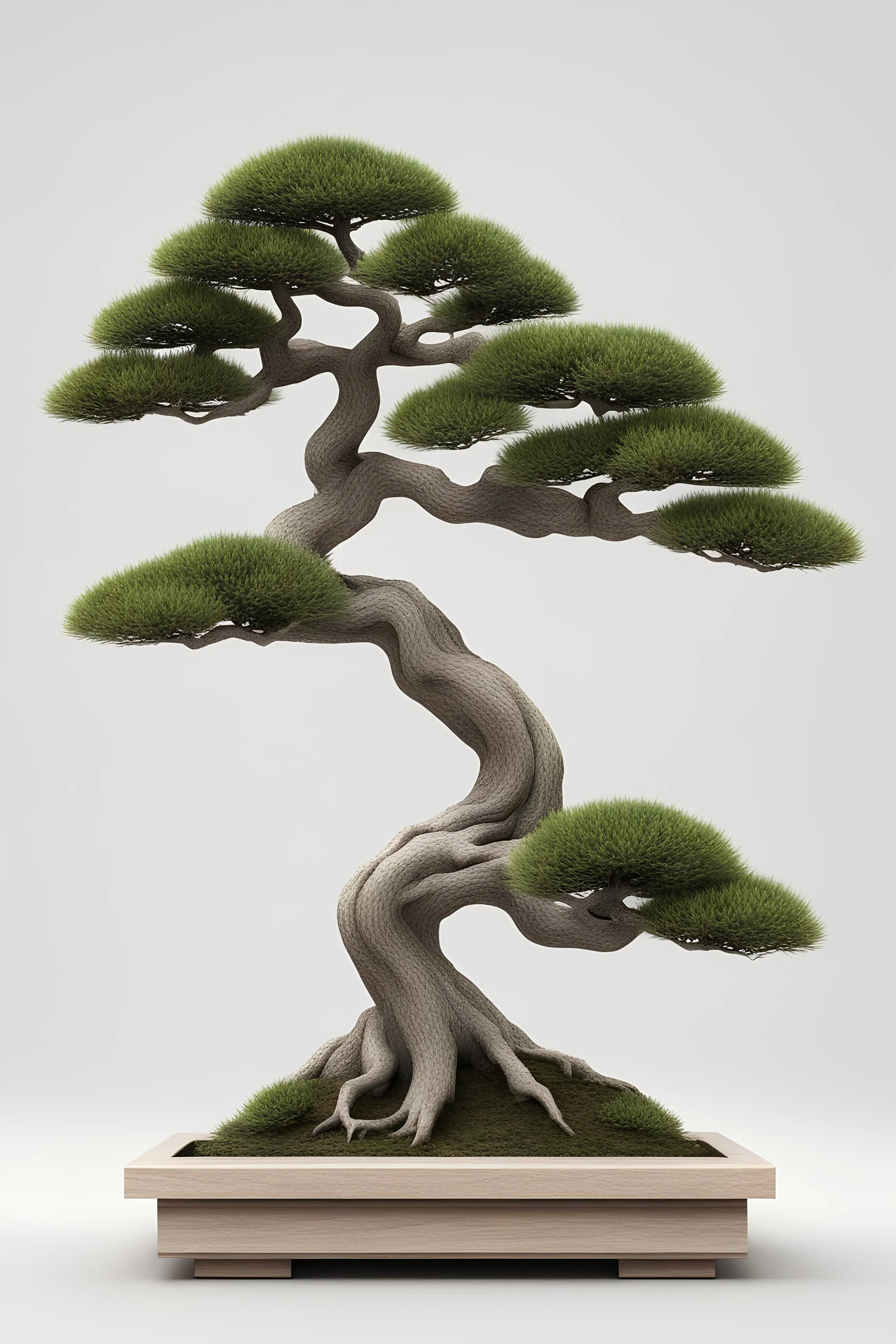 3d illustration of two bonsai tree isolated on white background