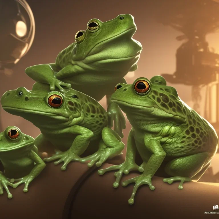 Two frogs sitting on the sofa in the living room and PS4 consoles in their hands,fantasy,4K,8K,16K