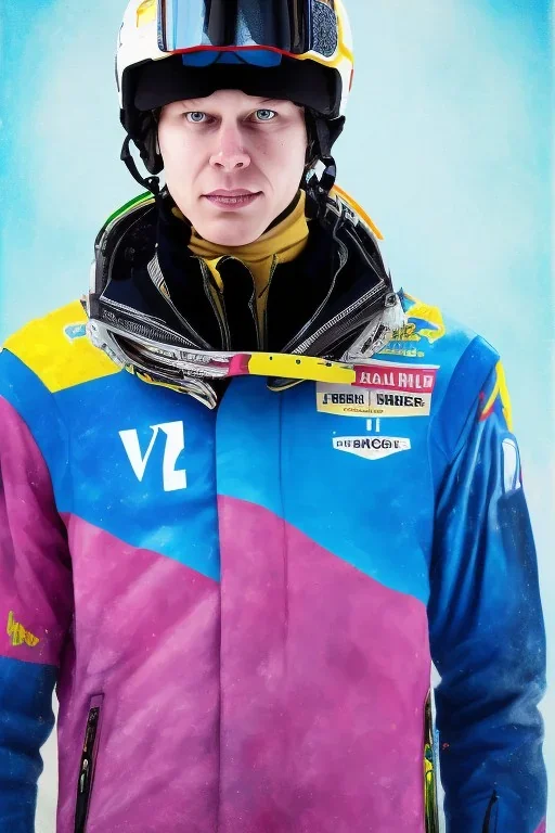 Portrait of ski-jumper Matti Nykänen. colorful.