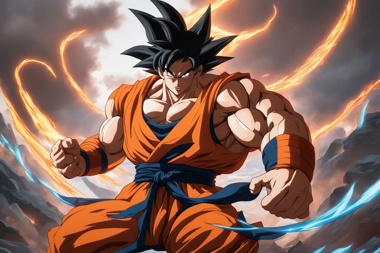 goku in 8k cgi 2D artstyle, venom them, full body, intricate details, highly detailed, high details, detailed portrait, masterpiece,ultra detailed, ultra quality