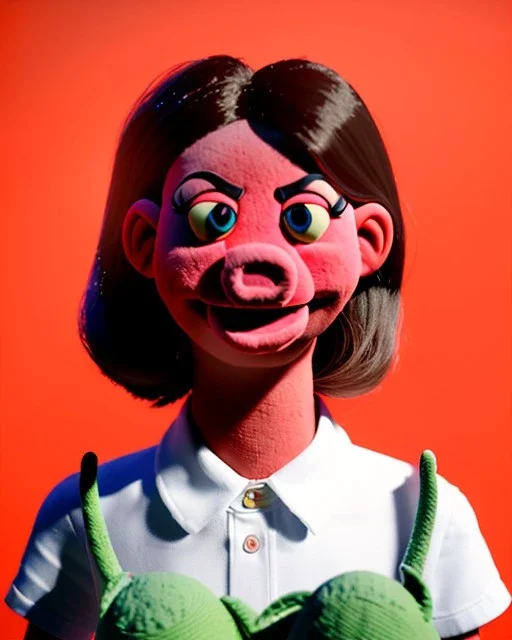 waitress woman muppet head, skin body, skin arms, concept art, retro style, smooth, unreal engine 5, god lights, ray tracing, RTX, lumen lighting, ultra detail, volumetric lighting, 3d.