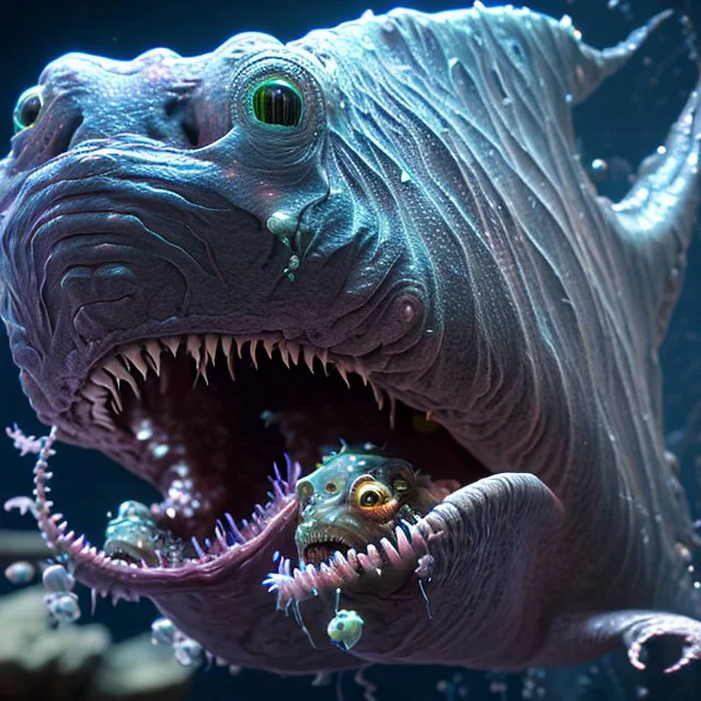 fluid ink angler fish creature, unreal engine 5, 8k resolution, photorealistic, ultra detailed