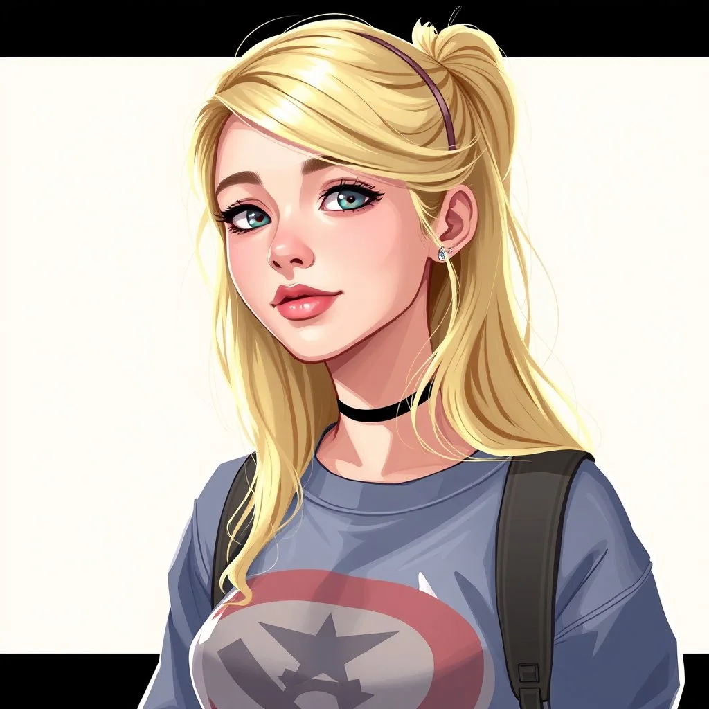 a popular girl, blonde, digital art, stylised, late 2000s, high schooler