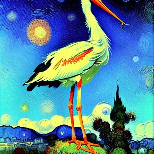  stork Bird by Van Gogh