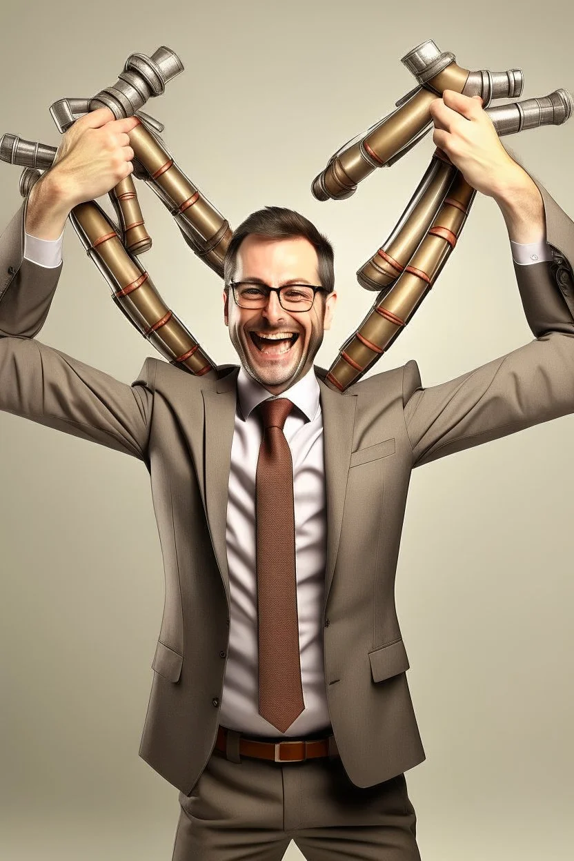 a happy boss with many arms