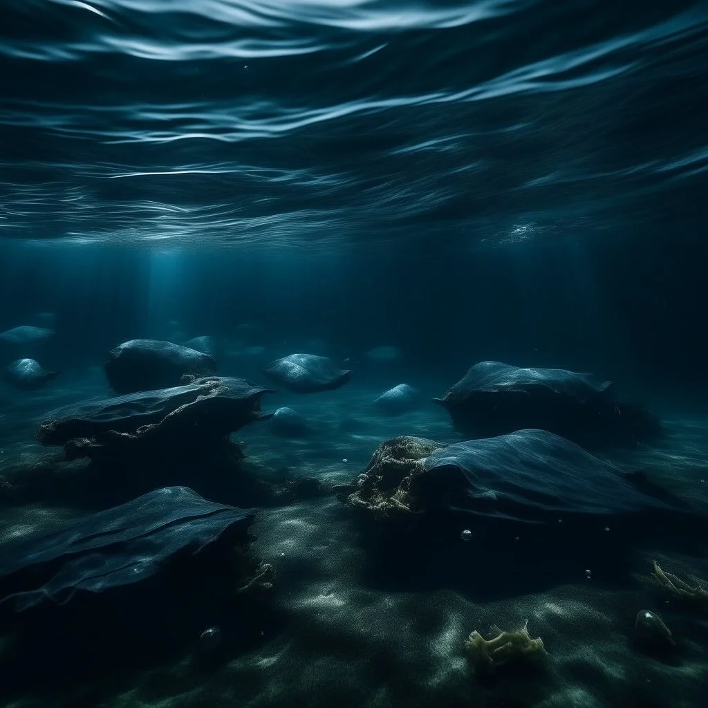 underwater images in a dark icy sea