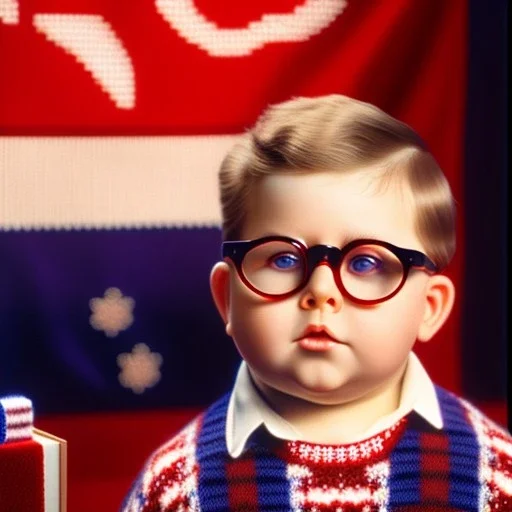 ralphie peter billingsley glasses, chubby boy in brown argyle sweater holding a bar of (red soap)