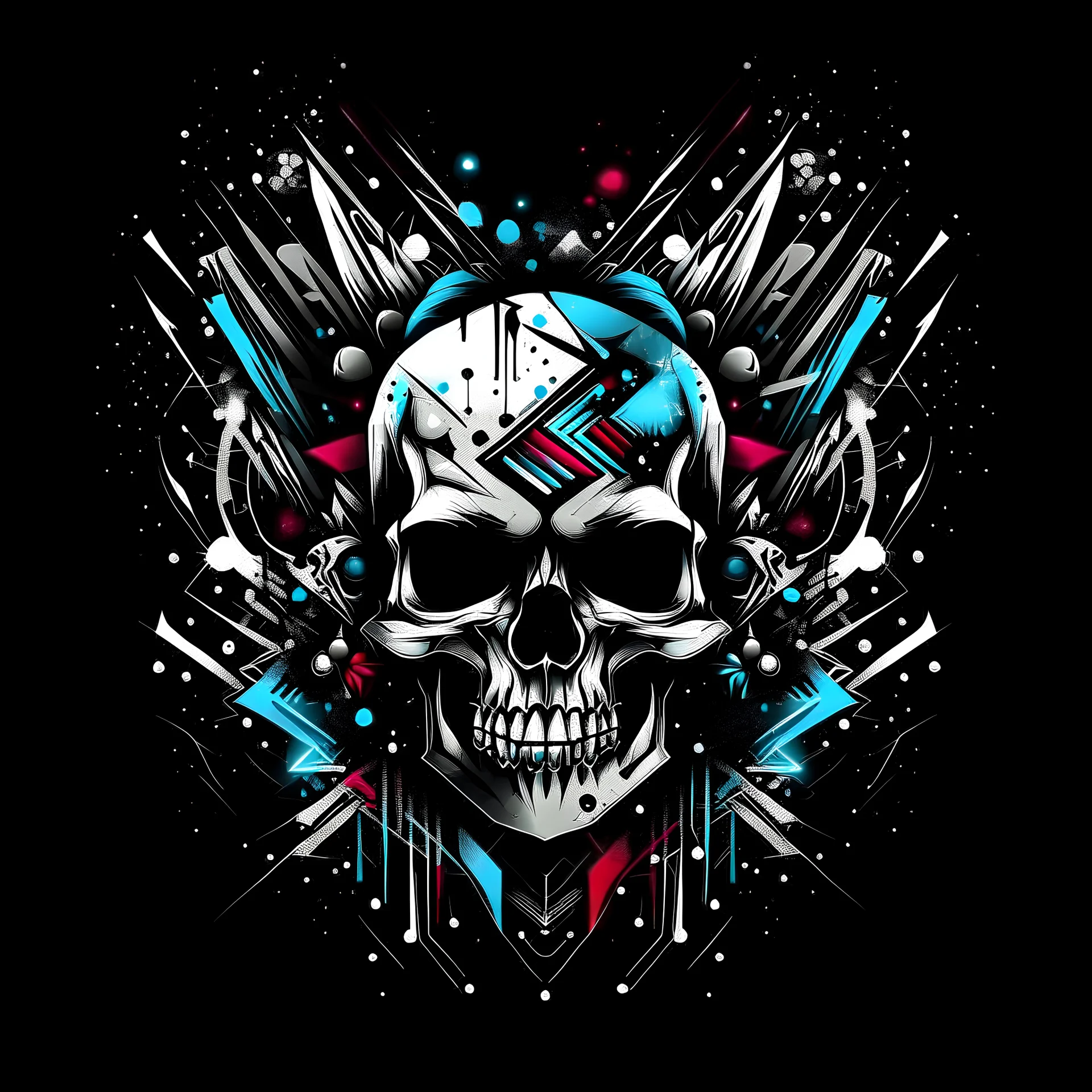 Create logo of artit "BFTM" with elements of: punk, skull, space