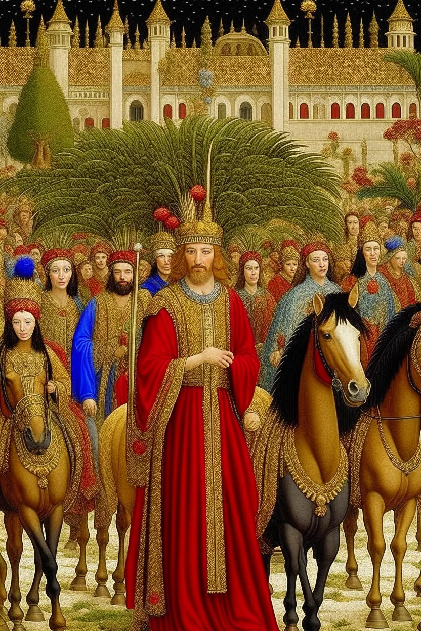 "Procession of the Three Wise Men" by Benozzo Gozzoli adds some unexpected guests: a majestic hybrid that mixes a Maine Coon, a Golden Pheasant and a Nilgai that joins the splendid parade with its lush coat, extravagant plumage and twisted horns, attracting delighted looks from the attendees