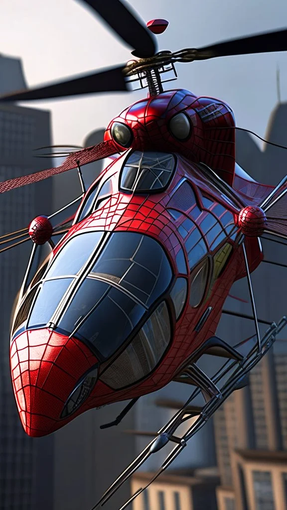a helicopter with spiderman design, ultra realistic, 4k, ultra detail, full body, perfect