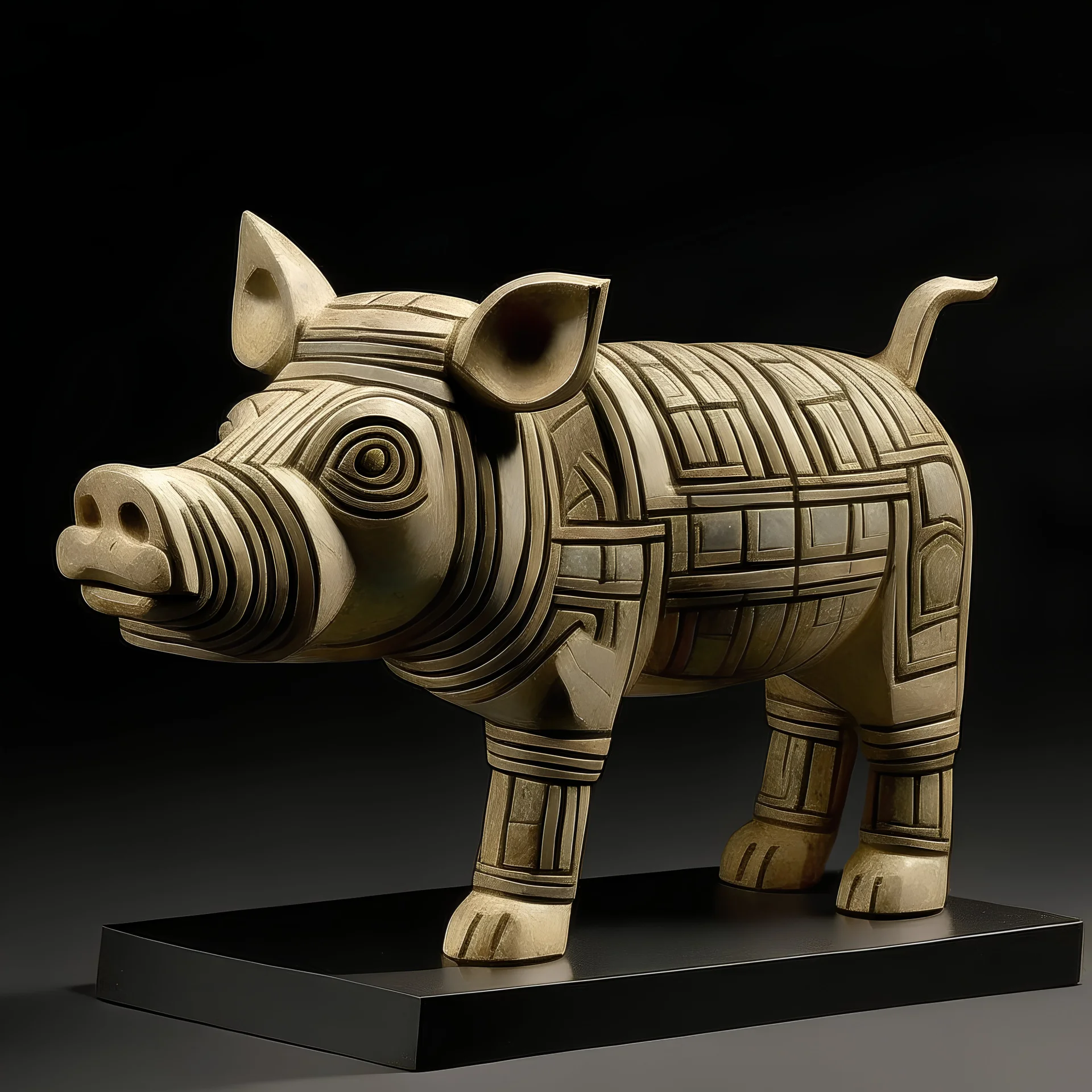 a statuette of a geometric pig cult