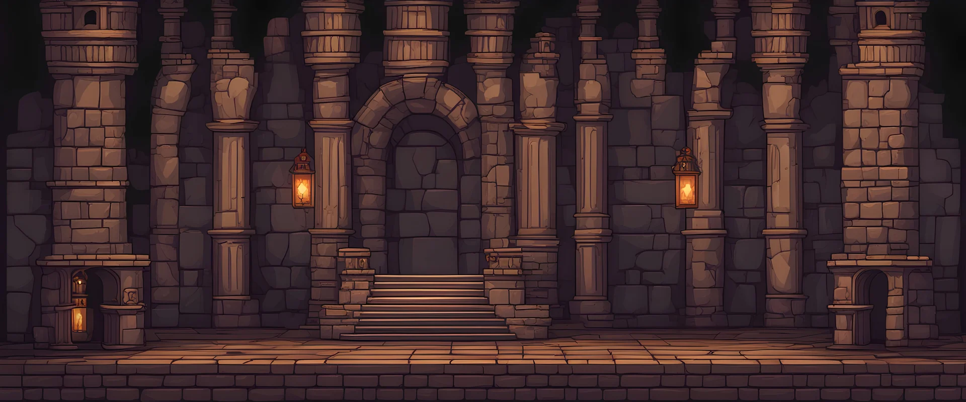 old large castle interier background for retro 2d platformer