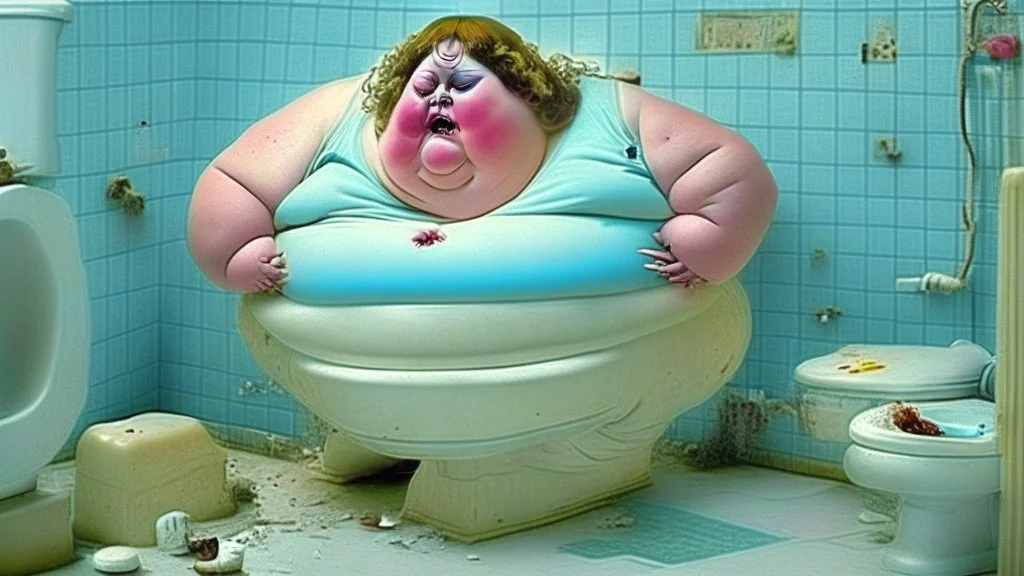 fat lady on broken toilet