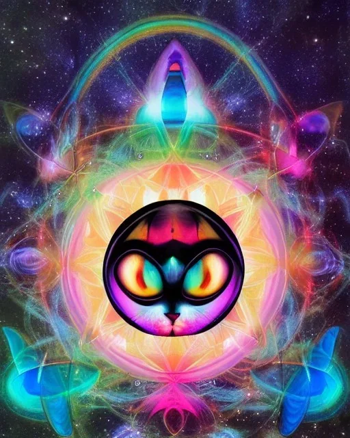 futuristic butterfly cat third eye chakra