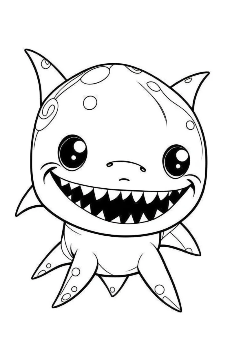 outline art for cute Shark coloring pages with sitch, white background, Sketch style, full body, only use outline, toddlers style, clean line art, white background, no shadows and clear and well outlined.