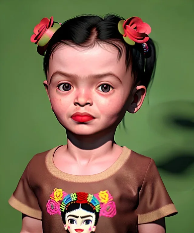 Frida toddler, full body, dramatic lighting, hyper realistic