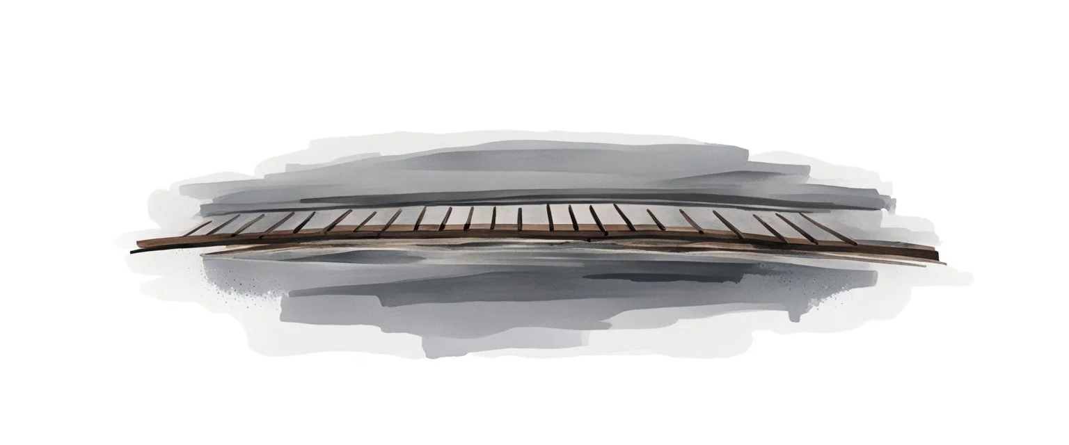 sideview of railway tracks, wes anderson style