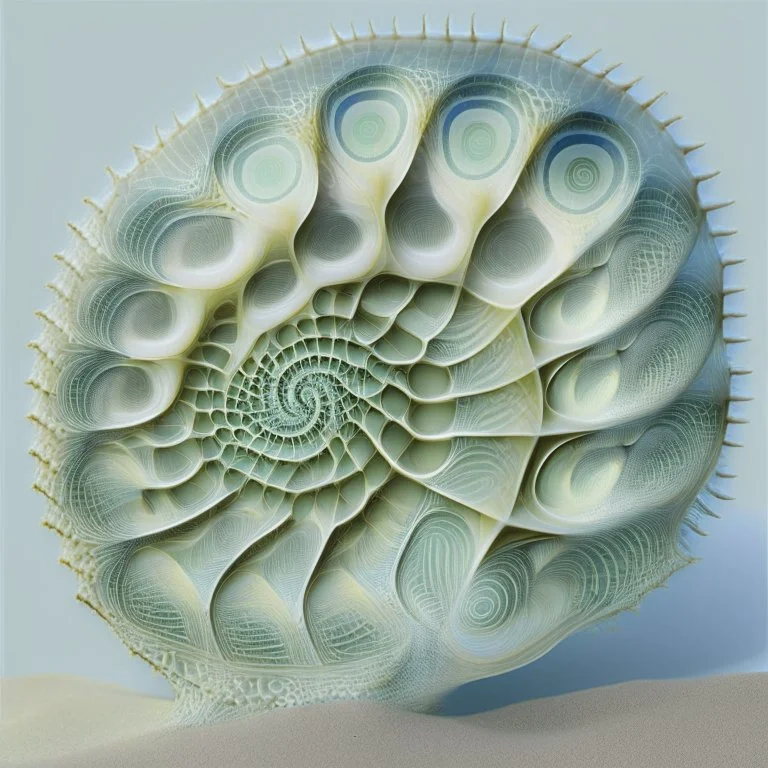 portré sivatagi homok, hogy a por néz ki, mint egy forgószél alakú fa napfény geometrical fractal shell, nautilus regular logarithmic spiral geometrically developed Fibonacci, translucent,