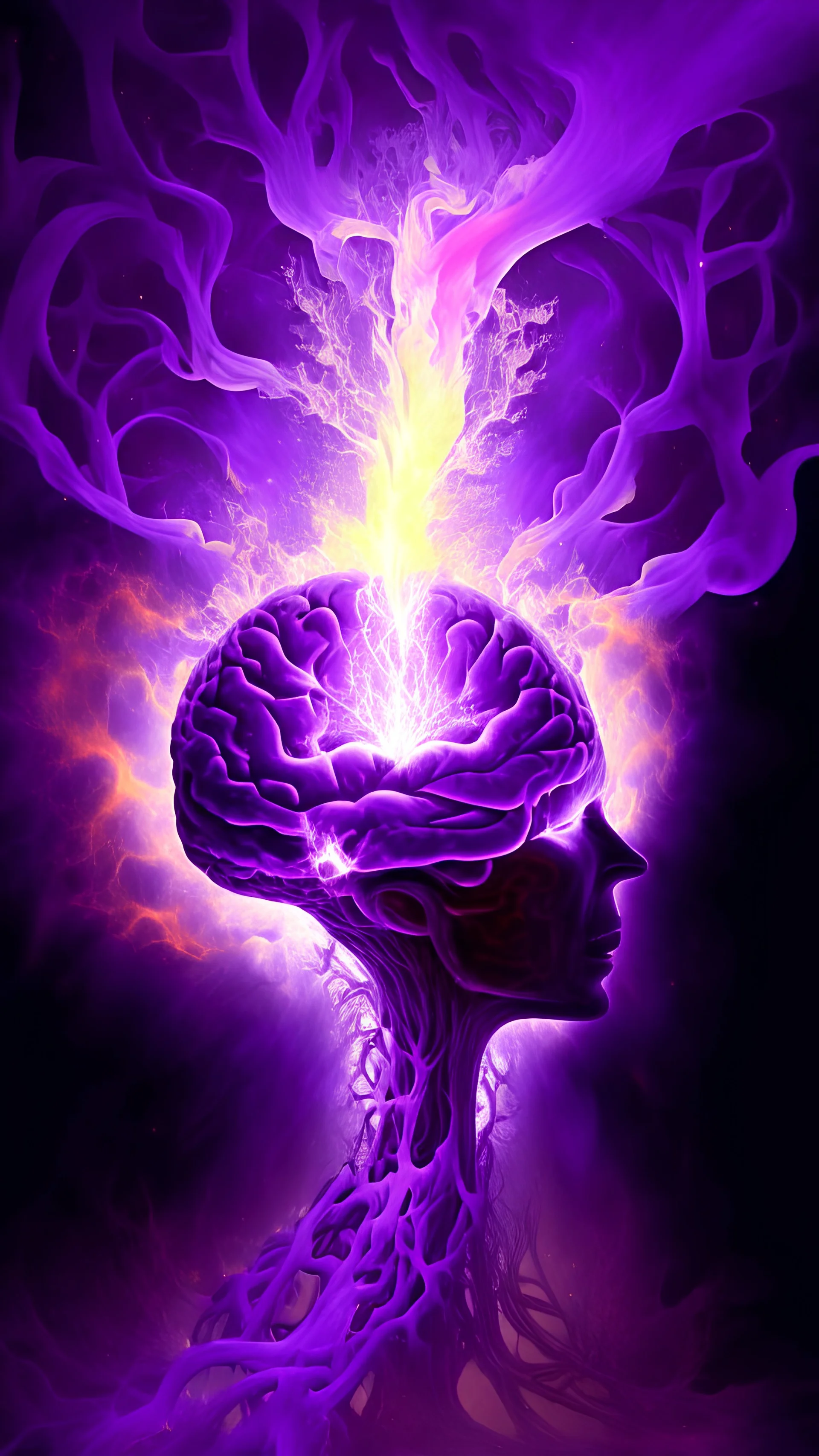 divine purple flame of enlightenment grows within the human brain