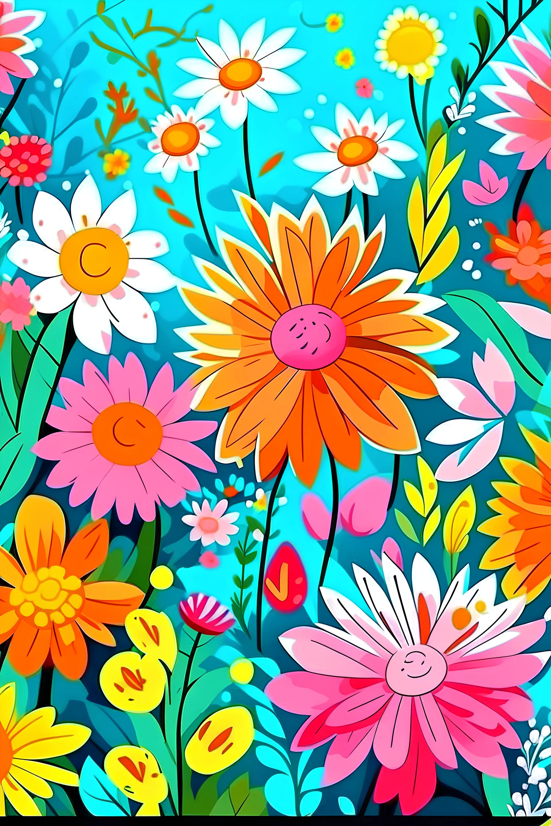 flores hermosas animadas tipo ilustracion