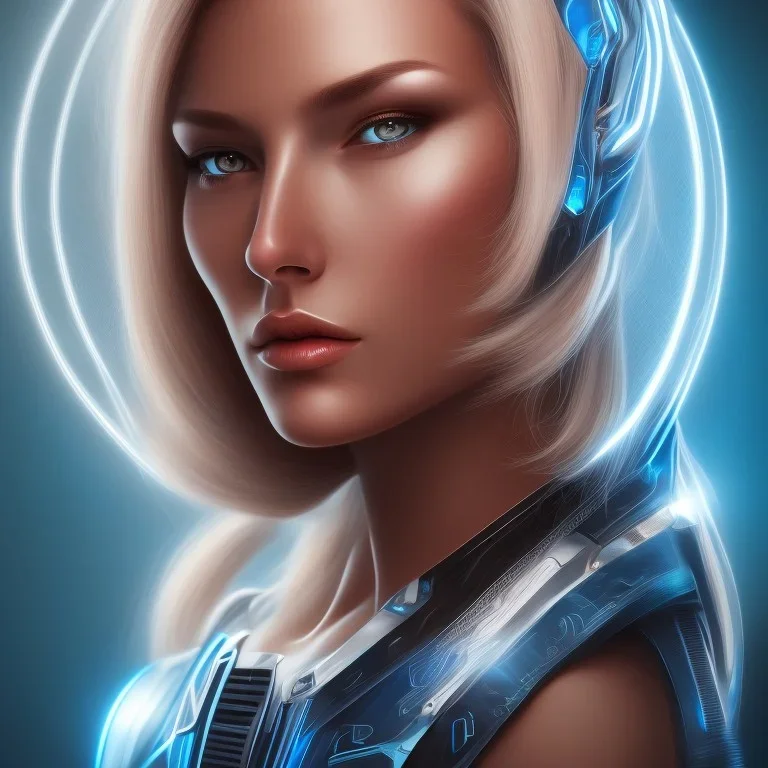 cyberblue, head, women, portrai, tron