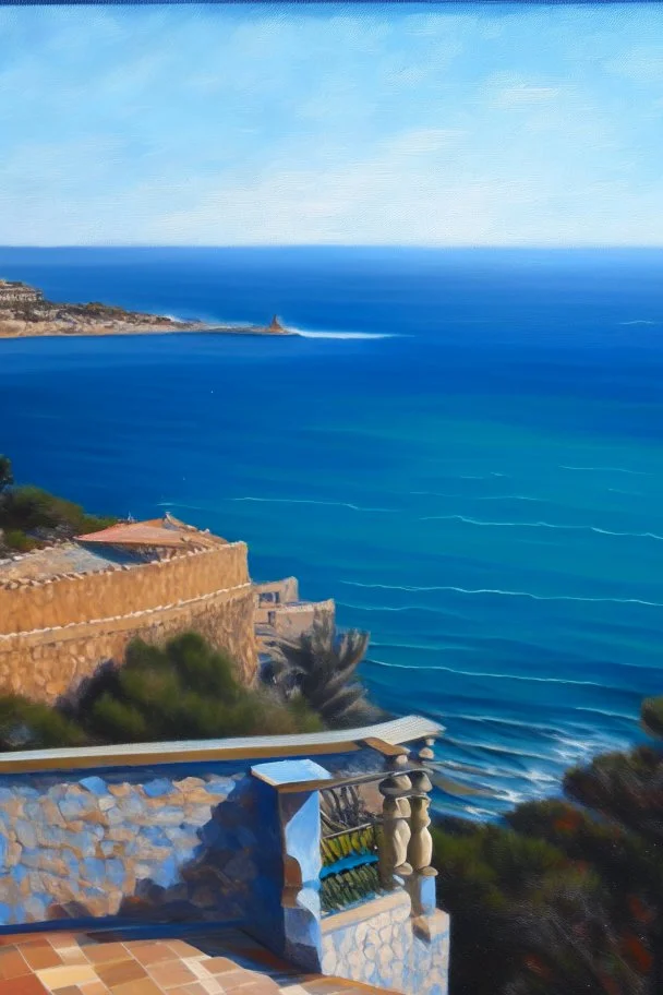 Mirador, salou, spain, painting, ocean view