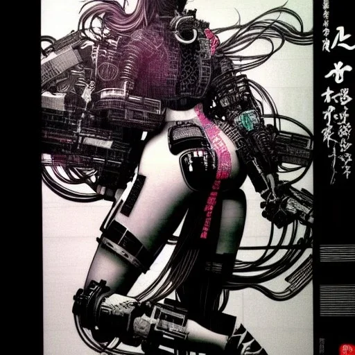 beautiful cyberpunk huge girl, hyper detailed, hyperdetailed, intricately detailed, illustration by <Katsushika Hokusai> <Yoji Shinkawa>,