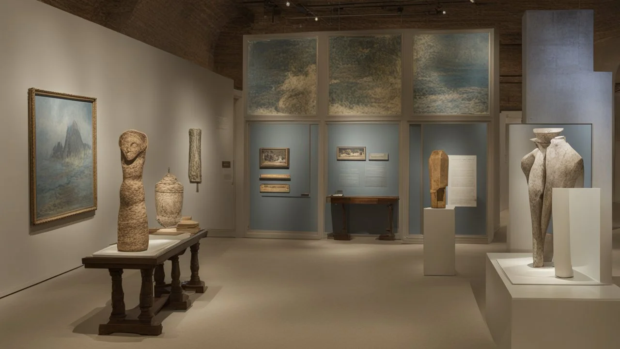 Displays in a museum gallery