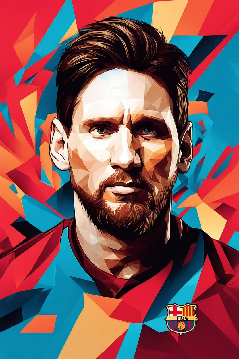 Craft logo with showing messi, cubism style