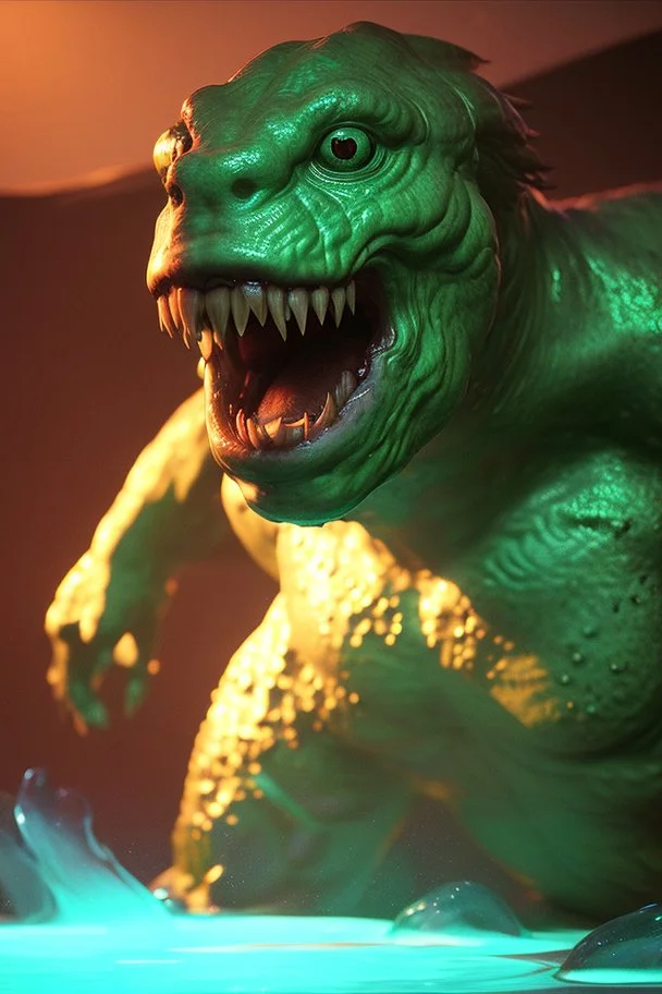 Liquid monster, ultra realistic, unreal engine, cinematic lighting, octane render, cosmic ambiance, masterpiece