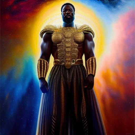 Ultra detailed fullbody Portrait in oil on canvas of heimdall marvel holding sword vertically,extremely detailed digital painting, extremely detailed face,crystal clear eyes, mystical colors ,perfectly centered image, perfect composition, rim light, beautiful lighting,masterpiece,8k, stunning scene, raytracing, anatomically correct, in the style of robert e howard and Wizyakuza and Ohrai Noriyoshi and Simon Bisley and uncannyknack