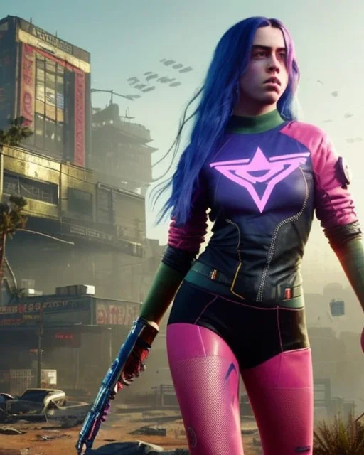 Billie Eilish, in stockings, cyberpunk2077