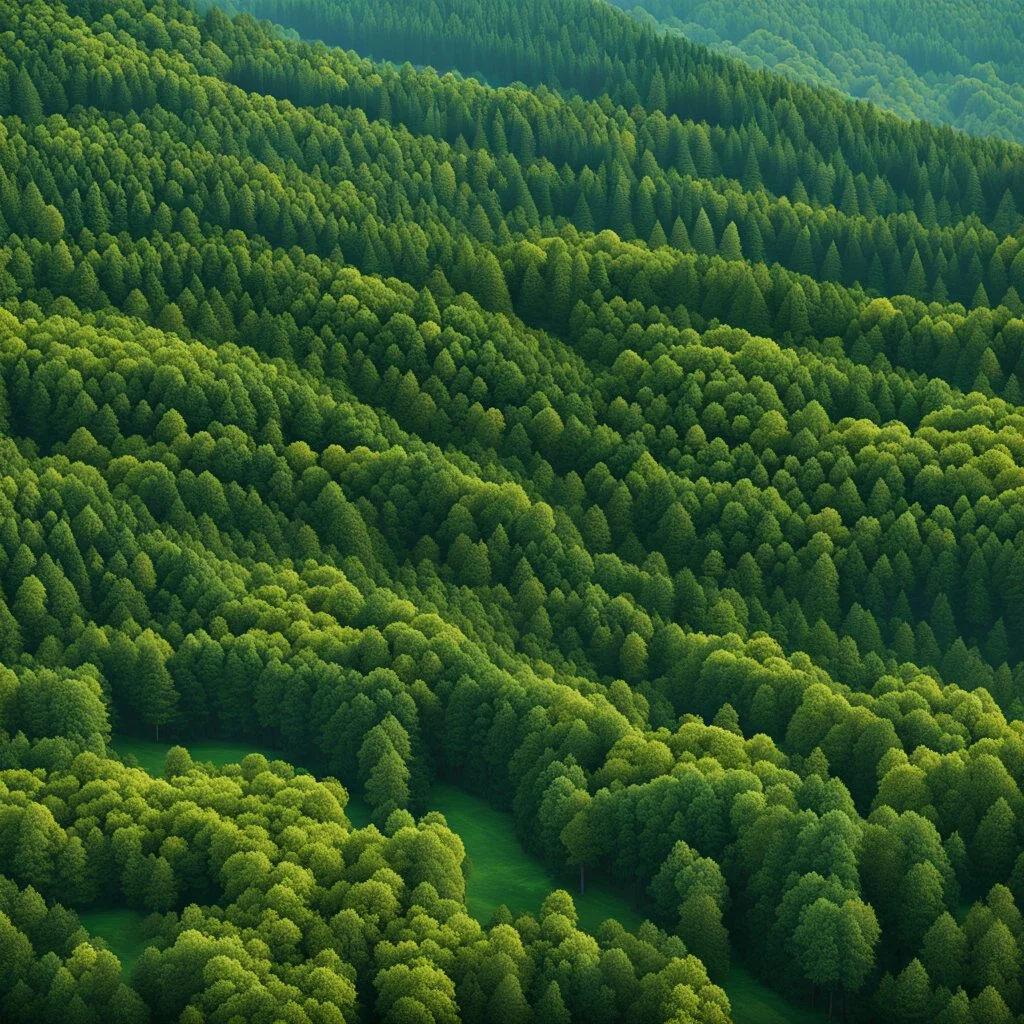 Imágen de arte lineal, puente mirador sobre el bosque, vista aérea, calidad ultra, hiperdetallado, 8k, 3d, colores complementarios