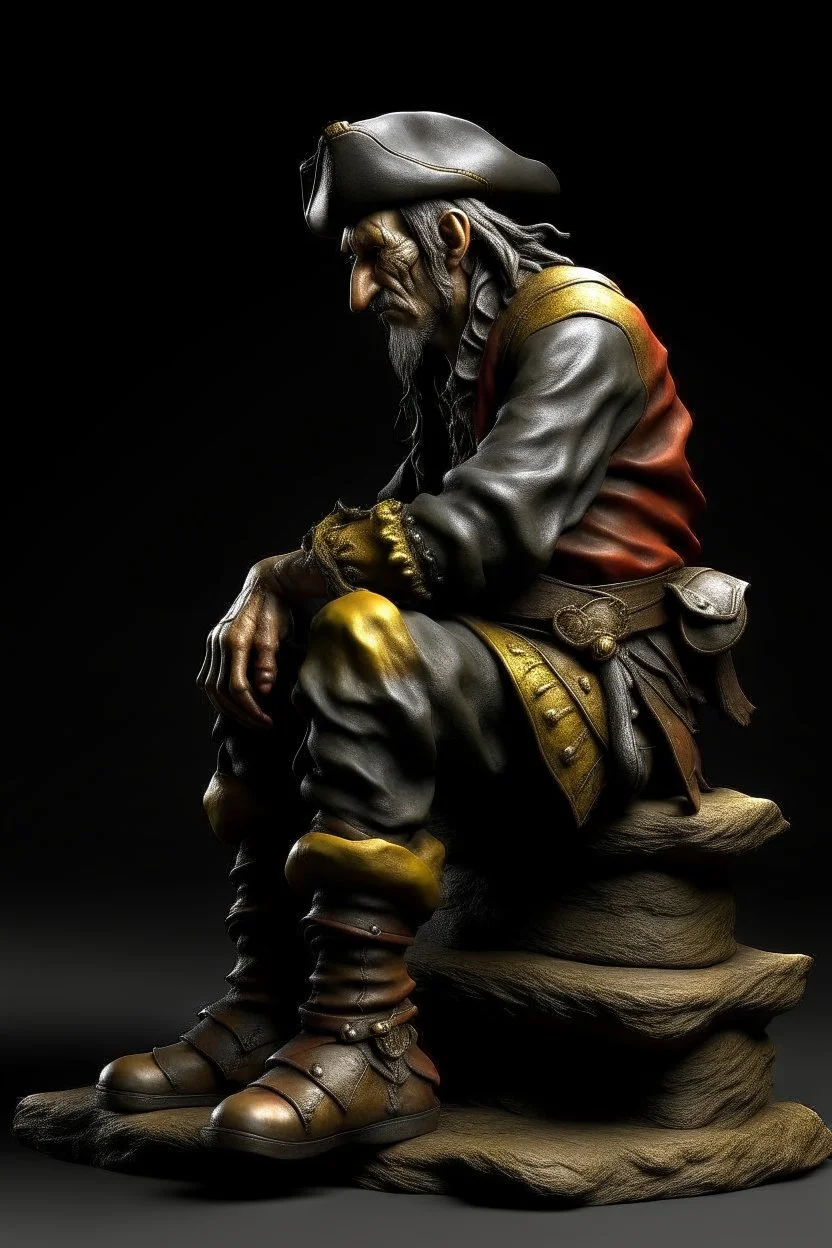 sitting pirate realistic, profile