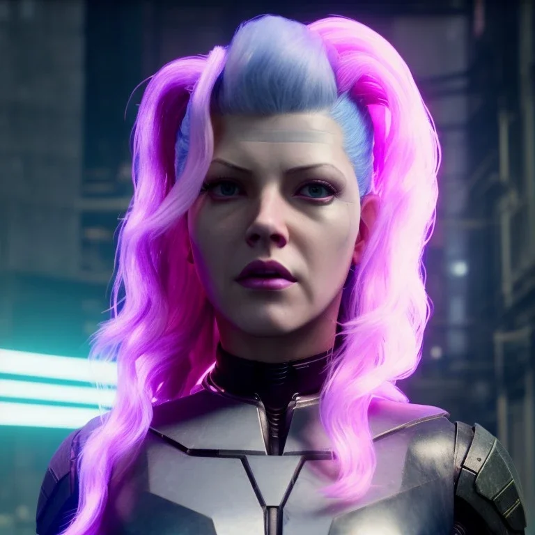 Actress, young Katheryn Winnick, android woman, circuits in face, glow painted face, shaved hair, ghost in the shell, leather coat, cyber punk, neon, army, bamboo, blood, portrait, gradient color background, unreal engine 5, soft color, 16 bit, god lights, ray tracing, RTX, lumen lighting, ultra deatail, volumetric lighting, 3d, finely drawn, hd.