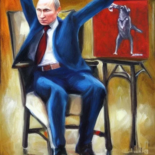 Vladimir Putin with three legs painting