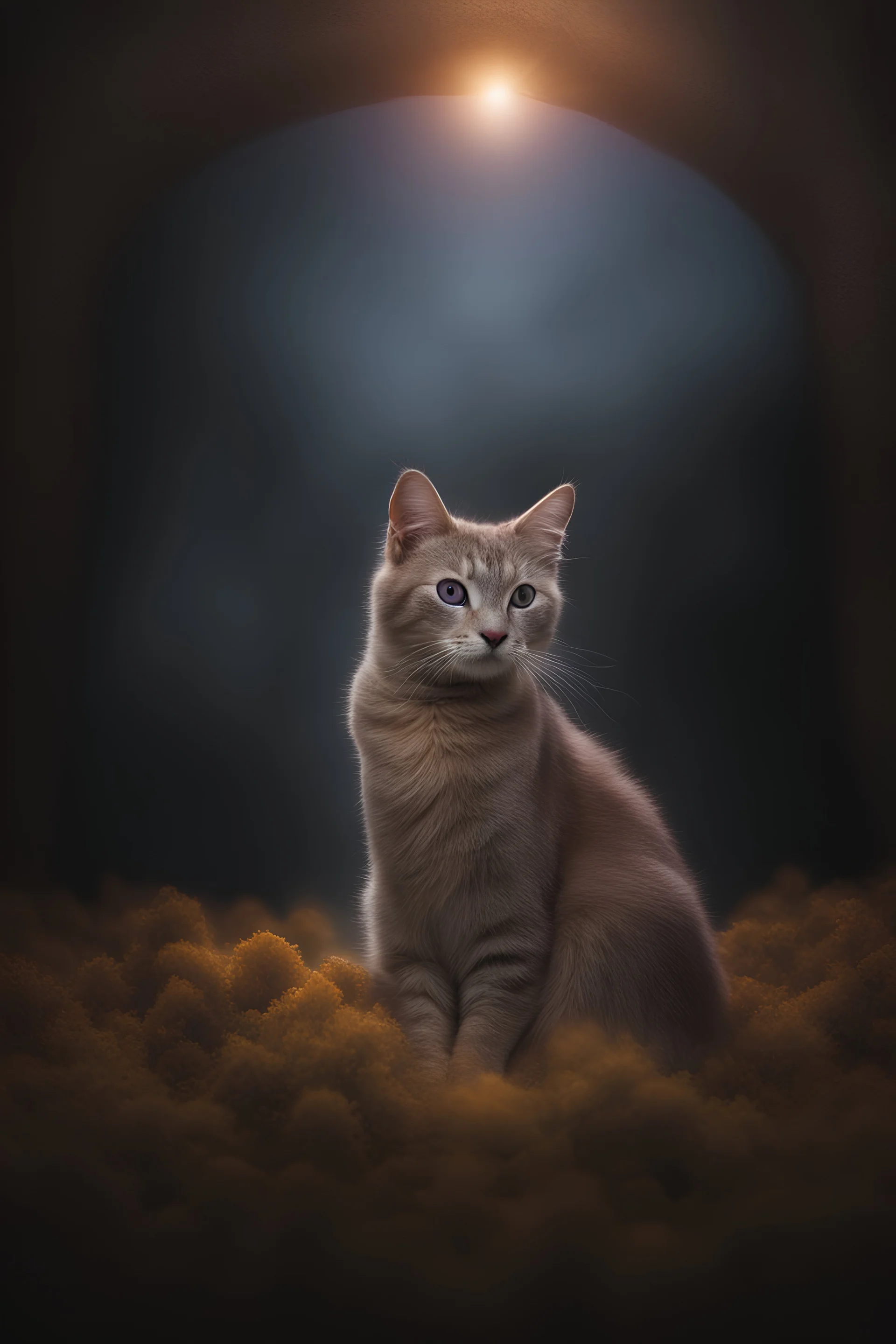 Hey diddle diddle the cat and the fiddle - gradated Background, professional quality studio 8x10 UHD Digital photograph, multicolored spotlight, Photorealistic, realistic stock photo, Professional quality Photograph. colored Fog - Multicolored lighting,