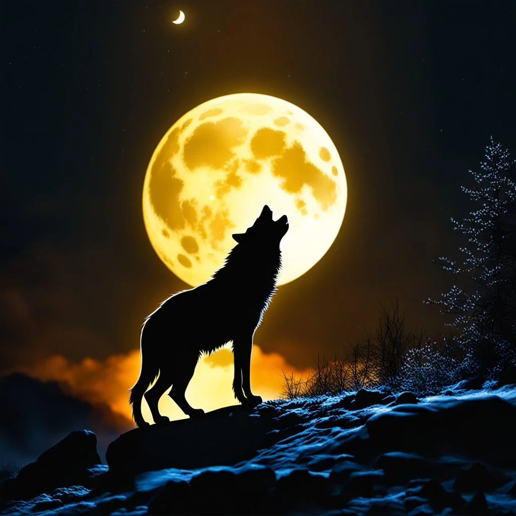 wolf howling at the moon
