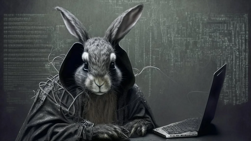 portrait of a gothic rabbit hacker