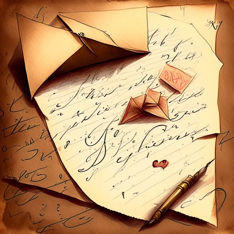 Drawing of love letters